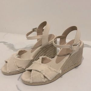 Aldo nude linen wedge heels